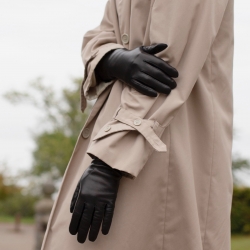 Dame Randers handsker - Sort med strikfoer 208700