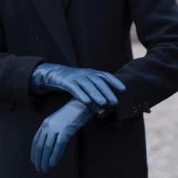Randers handsker dame - blå - Strikfoer